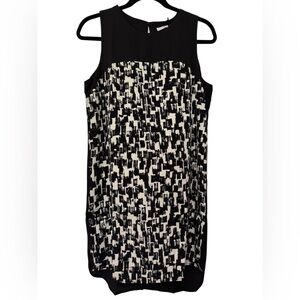 Three Eighty Two Sleeveless Black & White Abstract Print Dress – Size Small